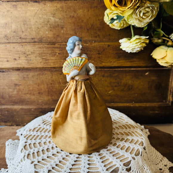 ANTIQUE HANDMADE ONE OF A KIND PORCELAIN DOLL TORSO WITH ANTIQUE LINEN RARE - CLARA