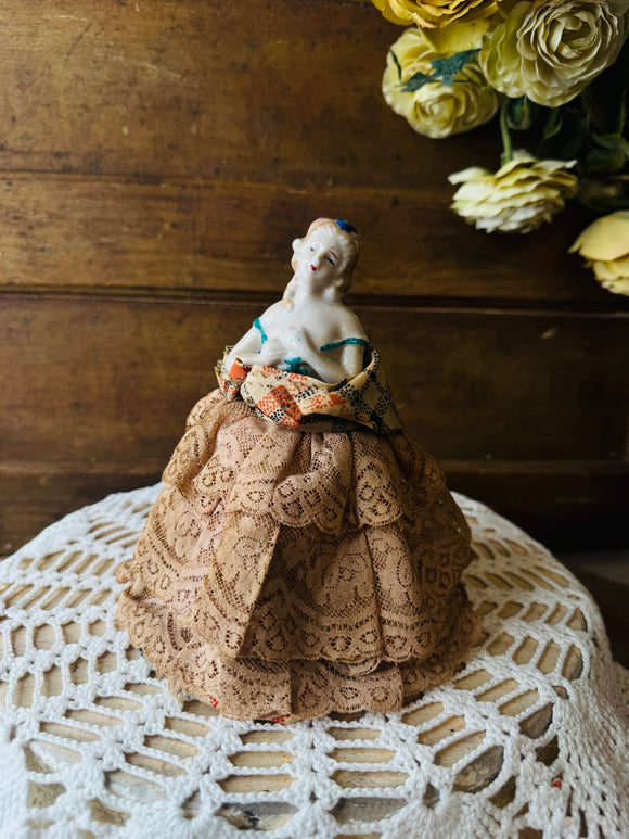 ANTIQUE HANDMADE ONE OF A KIND PORCELAIN DOLL TORSO WITH ANTIQUE LINEN RARE - GLADYS