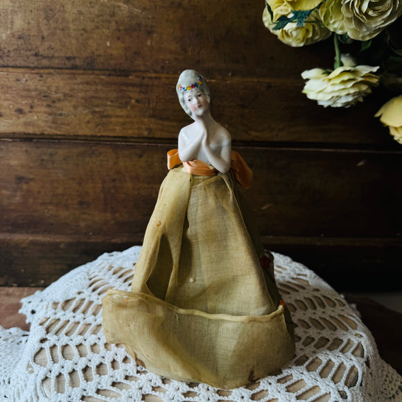 ANTIQUE HANDMADE ONE OF A KIND PORCELAIN DOLL TORSO WITH ANTIQUE LINEN RARE - JOSEPHINE