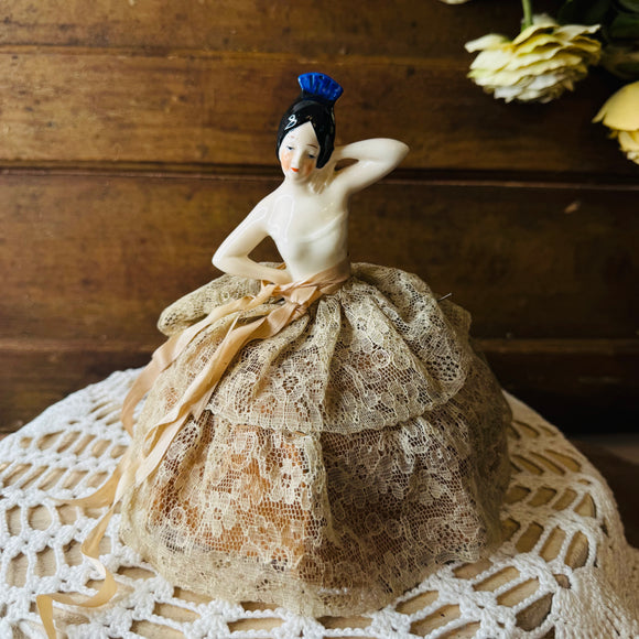 ANTIQUE HANDMADE ONE OF A KIND PORCELAIN DOLL TORSO WITH ANTIQUE LINEN RARE - LOTTIE