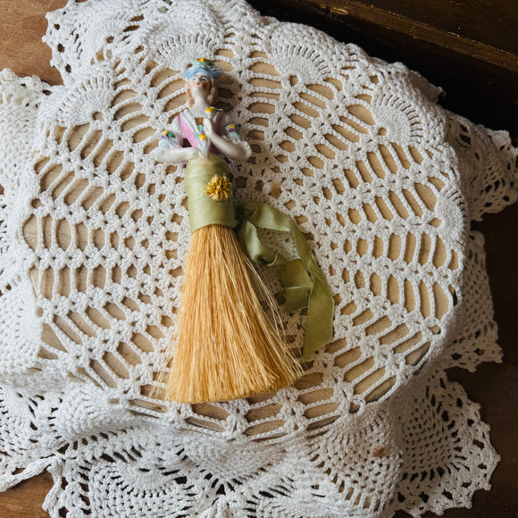 ANTIQUE HANDMADE ONE OF A KIND PORCELAIN DOLL TORSO WITH ANTIQUE LINEN RARE BRUSH - OTTILIE
