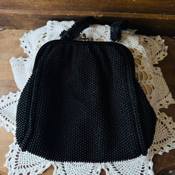 VINTAGE BLACK BEADED PURSE