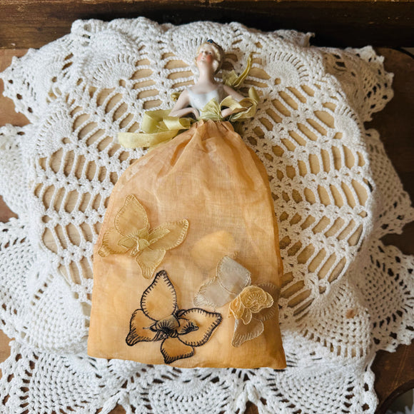 ANTIQUE HANDMADE ONE OF A KIND PORCELAIN DOLL TORSO WITH ANTIQUE LINEN RARE  - PRUDENCE