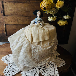 ANTIQUE HANDMADE ONE OF A KIND PORCELAIN DOLL TORSO WITH ANTIQUE LINEN RARE - SYBIL