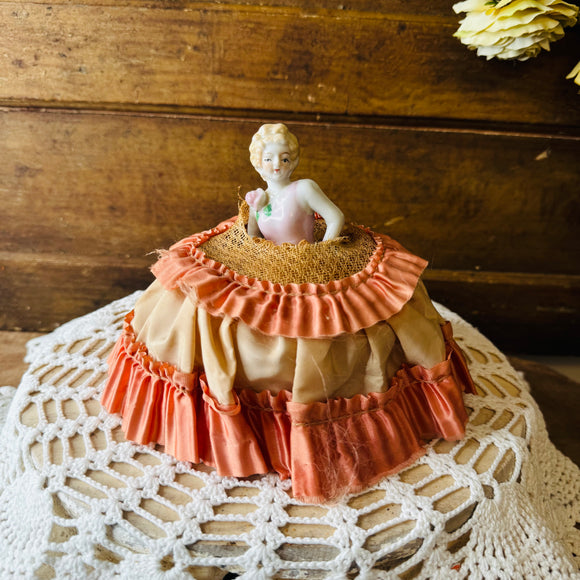 ANTIQUE HANDMADE ONE OF A KIND PORCELAIN DOLL TORSO WITH ANTIQUE LINEN RARE - TABITHA