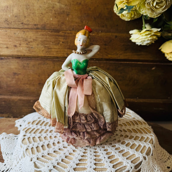 ANTIQUE HANDMADE ONE OF A KIND PORCELAIN DOLL TORSO WITH ANTIQUE LINEN RARE - VICTORIA