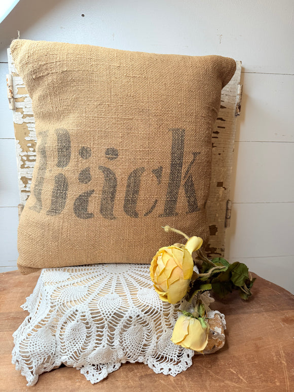 VINTAGE FLOUR SACK THROW PILLOW
