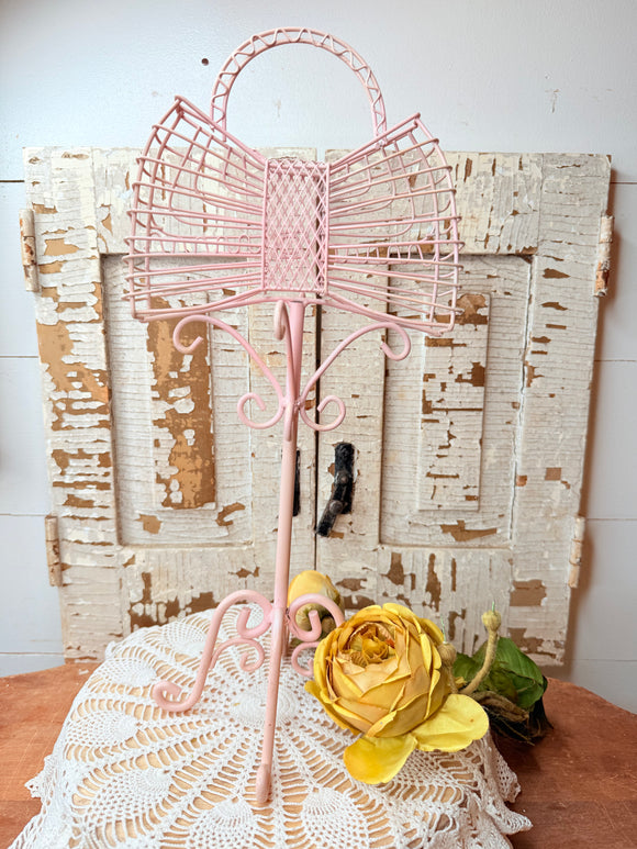 VINTAGE PINK BEAUTIFUL BOW PURSE JEWELRY HOLDER DECOR