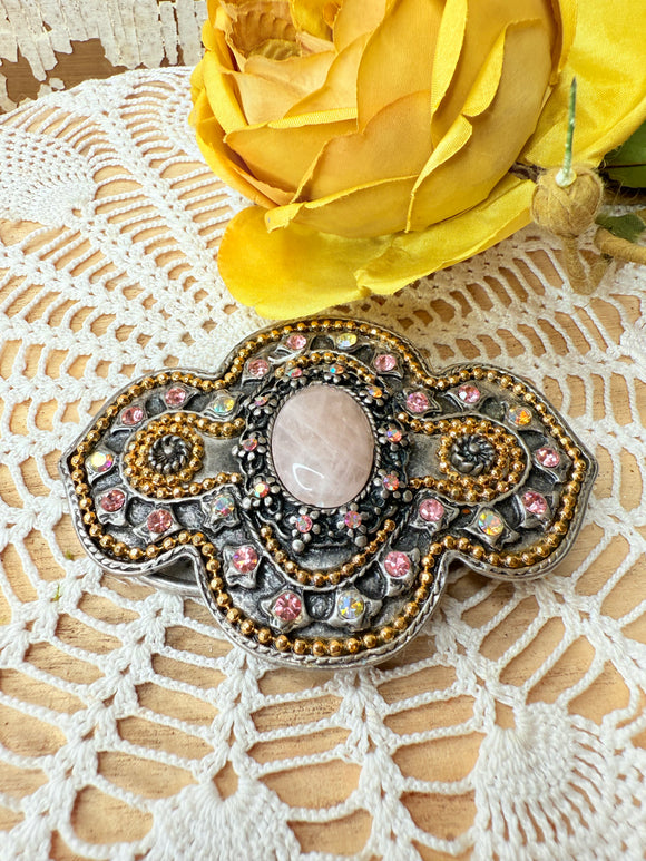 VINTAGE RHINESTONE BELT BUCKLE - PINK