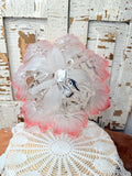 VINTAGE MIKASA PINK TRIM GLASS BOWL