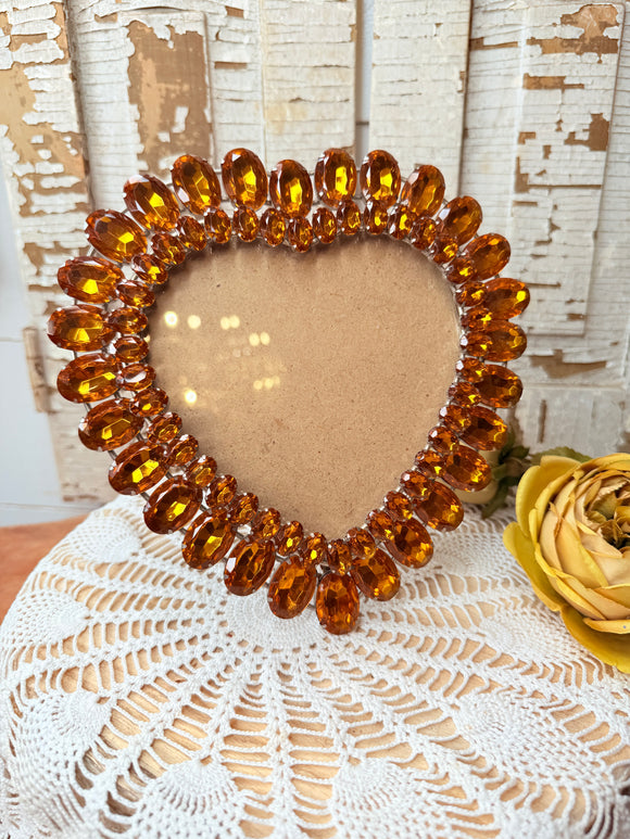 VINTAGE AMBER GEM HEART FRAME
