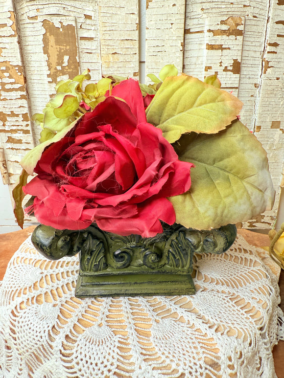 VINTAGE DAMASK ORNATE FLORAL PLANTER