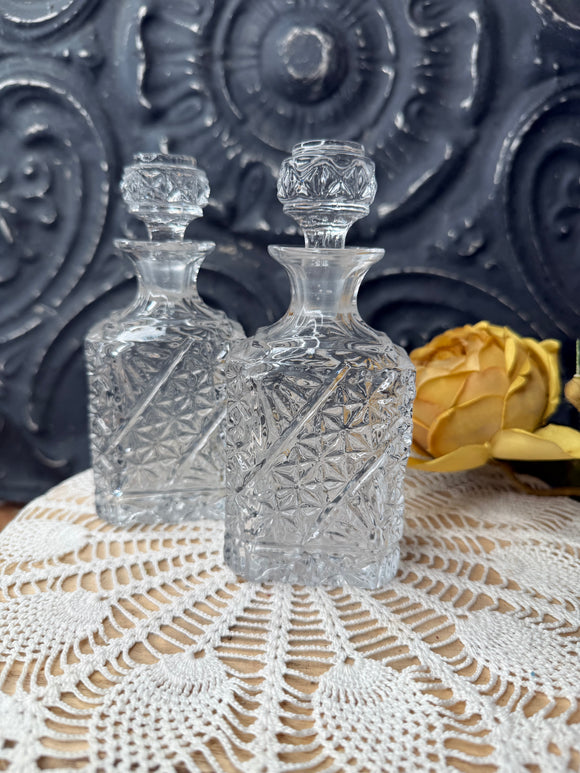 VINTAGE ORNATE GLASS PERFUME BOTTLE AND TOPPER #10 - 2 AVAILABLE