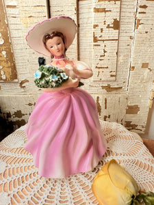 VINTAGE LADY PLANTER GORGEOUS PINK DRESS WITH FLORALS