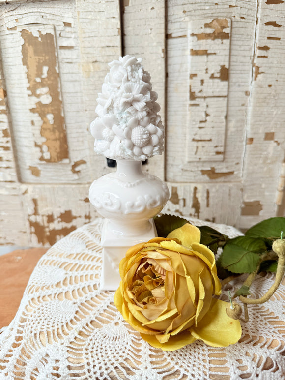 ORNATE MILK GLASS VINTAGE DECANTER - 2 AVAILABLE