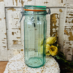 XL MADE IN ITALY GREEN GLASS CANISTER