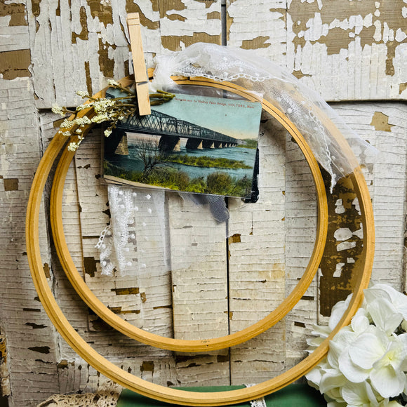VINTAGE EMBROIDERY HOOPS BUNDLE SET OF 3 WITH ACCENTS - 3 AVAILABLE