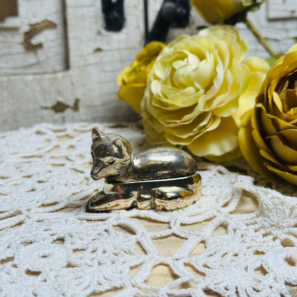 SILVER FOX TRINKET BOX VINTAGE