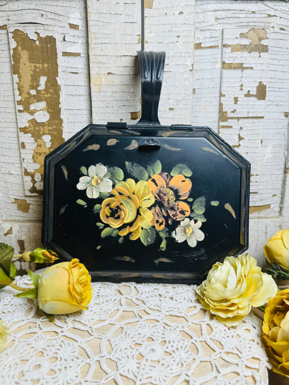 VINTAGE PAINTED TOLEWARE SILENT BUTLER