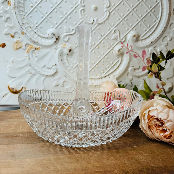 CRYSTAL GLASS VINTAGE LARGE BASKET