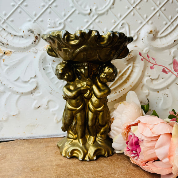 VINTAGE CHERUB COMPOTE GILDED STAND