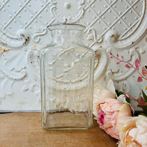 LARGE VINTAGE GLASS RIBBED REFRIGERATOR PITCHER FRIDGIE