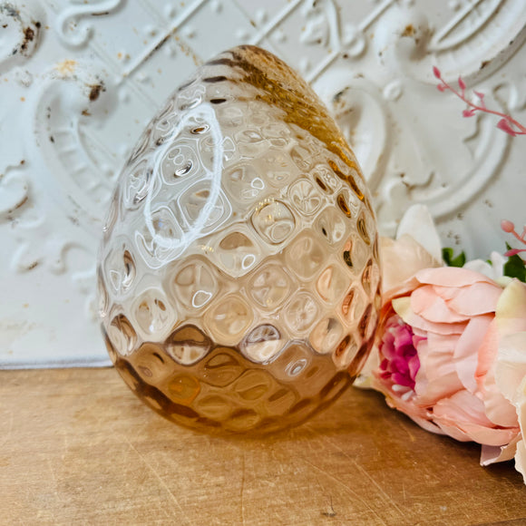 MID CENTURY VINTAGE ART GLASS PINK BUBBLE EGG DECOR
