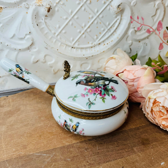 VINTAGE BIRDS PORCELAIN SILENT BUTLER