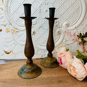 SET OF ANTIQUE BRASS CANDLEHOLDERS