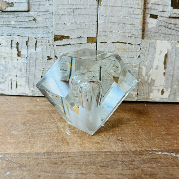 VINTAGE FACETED CRYSTAL ORCHID BUD VASE PAPERWEIGHT