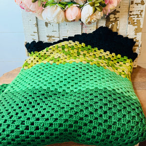 VINTAGE GREEN TONES HANDMADE AFGHAN
