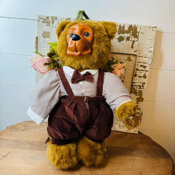 ROBERT RAIKES BEAR DOLL -TALL VICTORIAN BEAR WITH WOOD FACE - FANCY