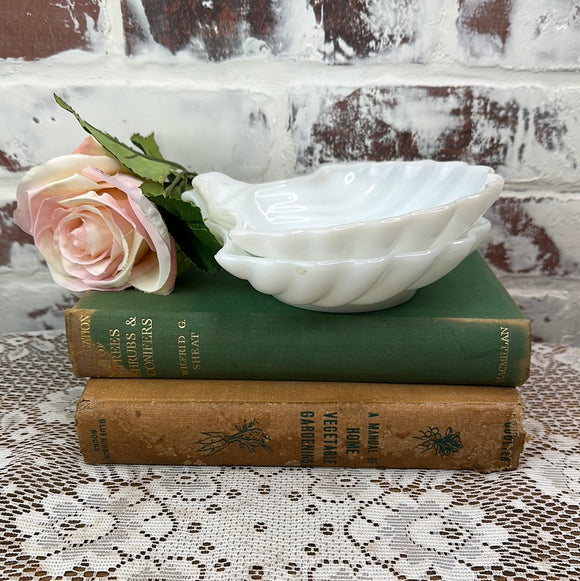 SEASHELL MILK GLASS CANDY DISH- 3 AVAILABLE