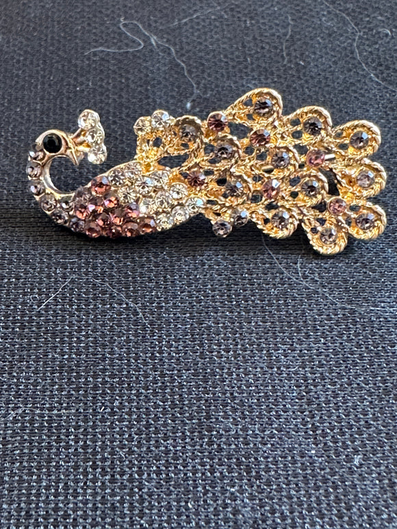 PEACOCK PINK GEM BROOCH