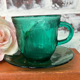 VINTAGE FORTE CRISA FOREST GREEN CUP AND SAUCER SET - 2 SETS AVAILABLE