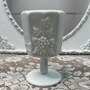 MILK GLASS GRAPE MOTIF SMALL GOBLET