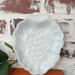 MILK GLASS GRAPES TRINKET DISH