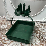 GREEN IRON ORNATE PLATER CANDLESTICK HOLDER FLORAL