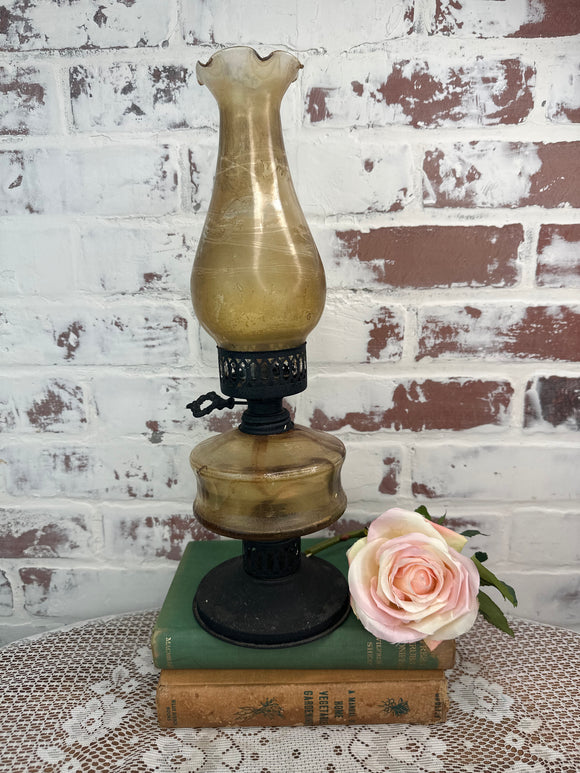 RARE SMOKY HURRICANE LAMP ORNATE