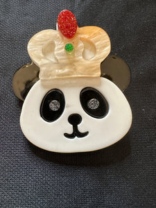 PANDA AND CROWN ACRYLIC BROOCH