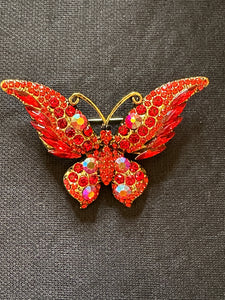 BUTTERFLY RED GEM BROOCH