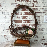 LARGE GRAPEVINE AND WILLOW COTTON SPUN FLAT BACK BASKET