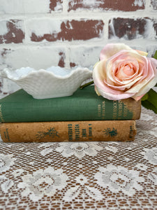 MILK GLASS DIAMOND CUT RUFFLE BOWL