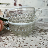 SET OF 2 VINTAGE MOONSTONE OPALESCENT HOBNAIL TEACUPS - 4 SETS AVAILABLE