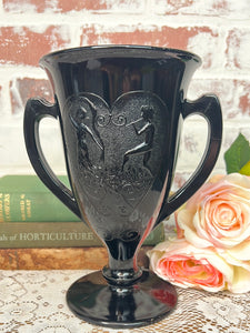 VINTAGE LE SMITH BLACK AMETHYST GLASS VASE