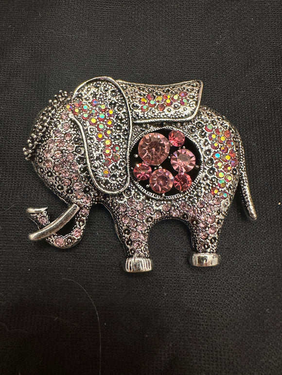 ELEPHANT LARGE PINK PASTELS GEM BROOCH