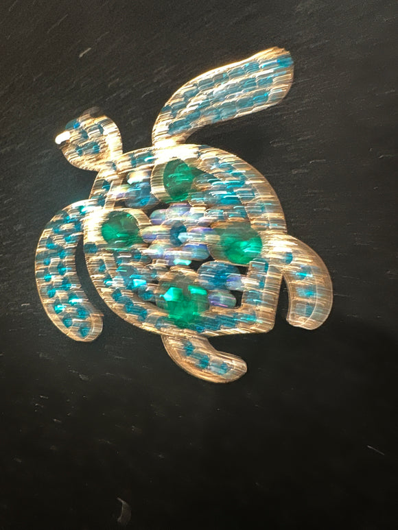 BLUE AND GREEN BLING BUTTERFLY BROOCH