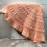 HANDMADE PINK  peach KNIT CIRCLE TABLECLOTH