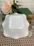 MILK GLASS DIAMOND CUT RUFFLE BOWL