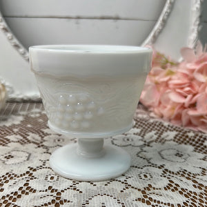 MILK GLASS GRAPE MOTIF SMALL GOBLET - 2 AVAILABLE